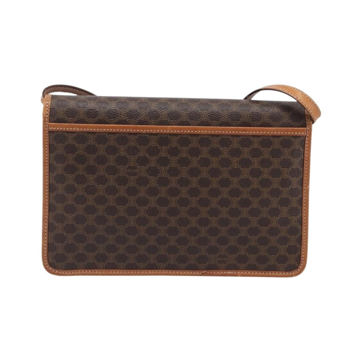 Celine Macadam Shoulder Canvas, Brown, Canvas, Crossbody Bag