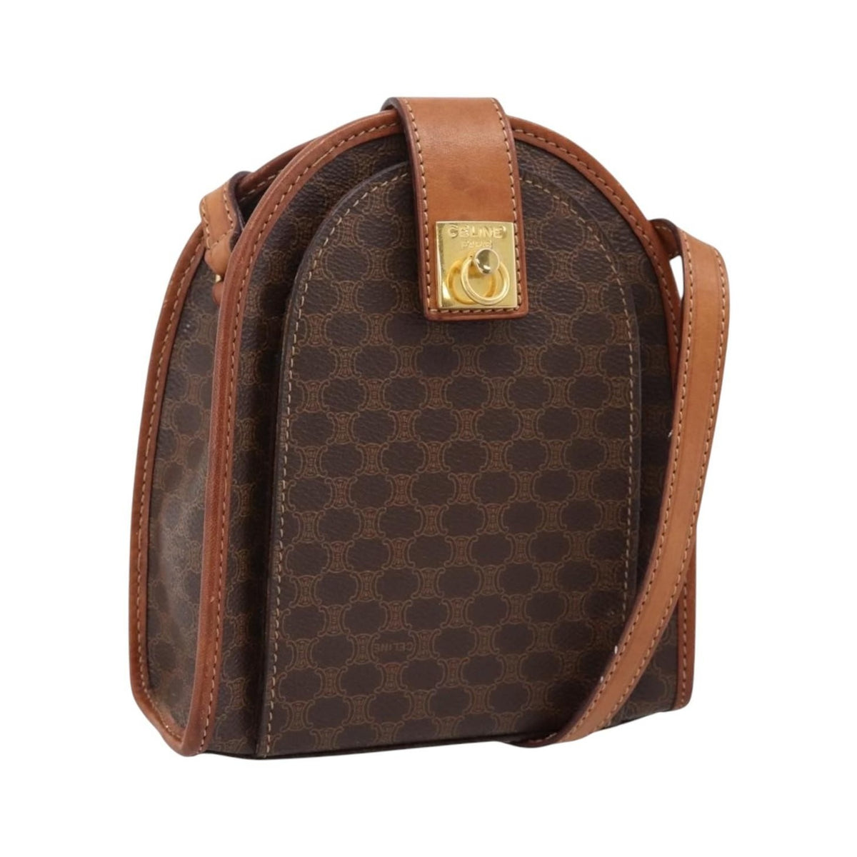 Celine Macadam Shoulder Canvas, Brown, Canvas, Crossbody Bag