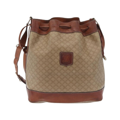 Celine Macadam Shoulder Canvas, Beige, Canvas, Crossbody Bag