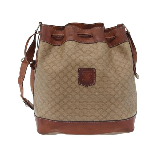 Celine Macadam Shoulder Canvas, Beige, Canvas, Crossbody Bag