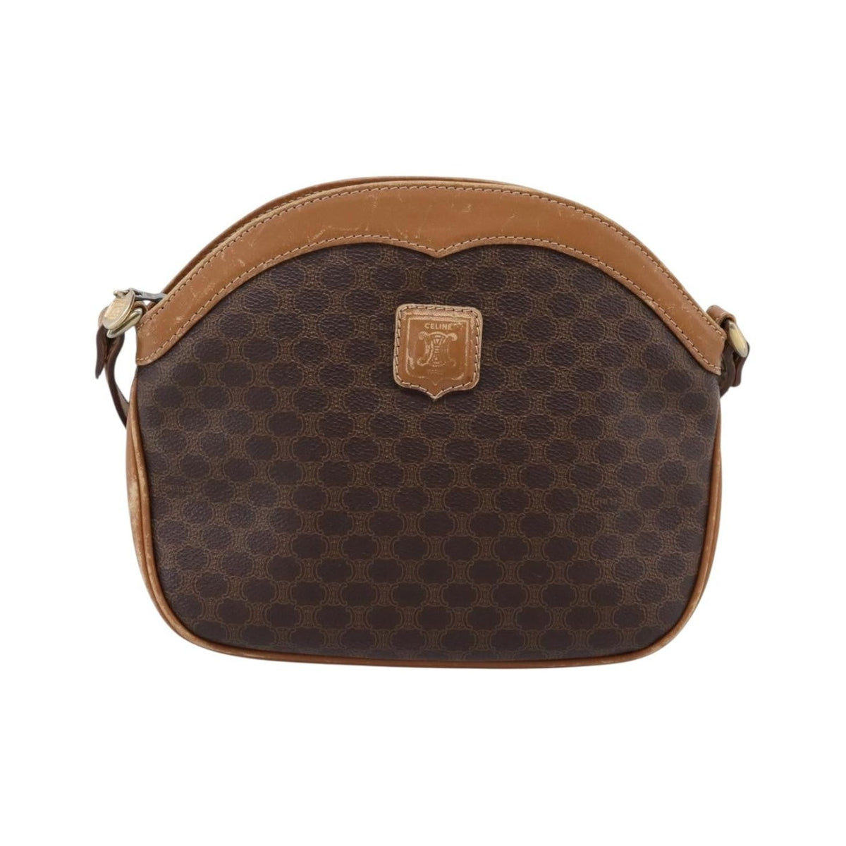 Celine Macadam Shoulder Canvas, Brown, Canvas, Crossbody Bag