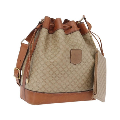 Celine Macadam Shoulder Canvas, Beige, Canvas, Crossbody Bag