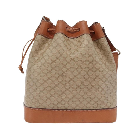Celine Macadam Shoulder Canvas, Beige, Canvas, Crossbody Bag