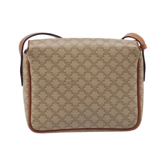 Celine Macadam Shoulder Canvas, Beige, Canvas, Crossbody Bag