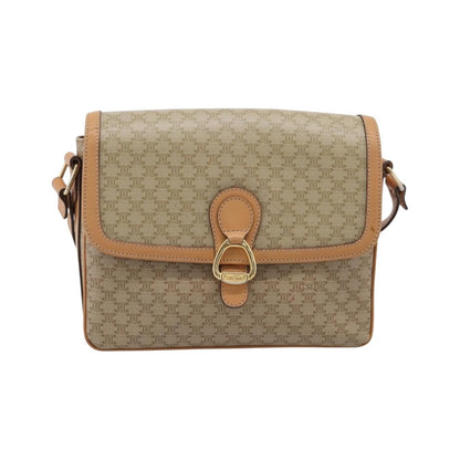 Celine Macadam Shoulder Canvas, Beige, Canvas, Crossbody Bag