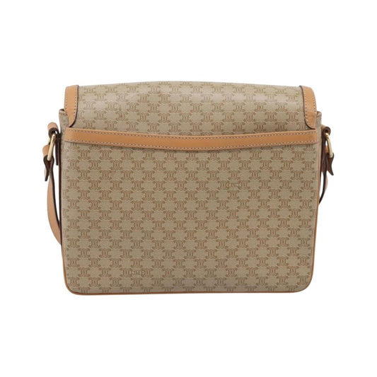Celine Macadam Shoulder Canvas, Beige, Canvas, Crossbody Bag