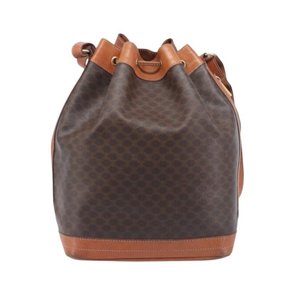Celine Macadam Shoulder Leather, Brown, Canvas, Crossbody Bag