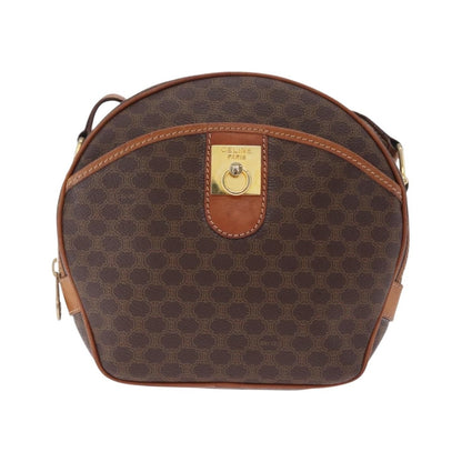 Celine Macadam Shoulder Leather, Brown, Canvas, Crossbody Bag