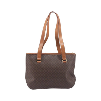Celine Macadam Shoulder Leather, Brown, Canvas, Crossbody Bag