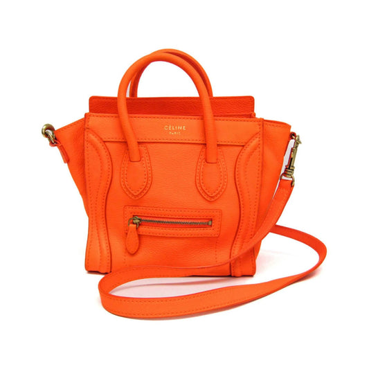 Celine Multicolor Luggage Leather, Orange, Leather, Handbag