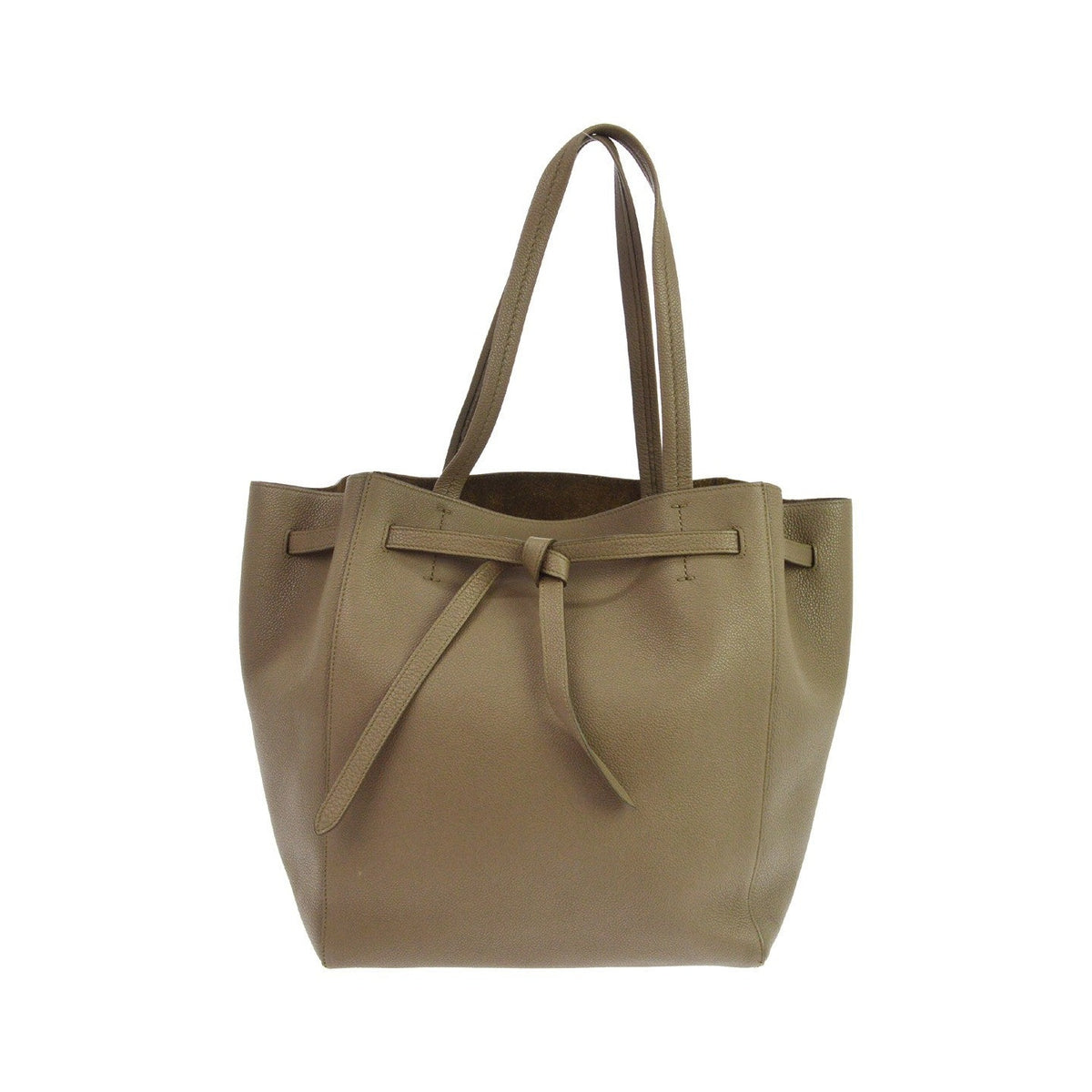 Celine Phantom Tie Cabas Leather, Gray, Leather, Tote Bag