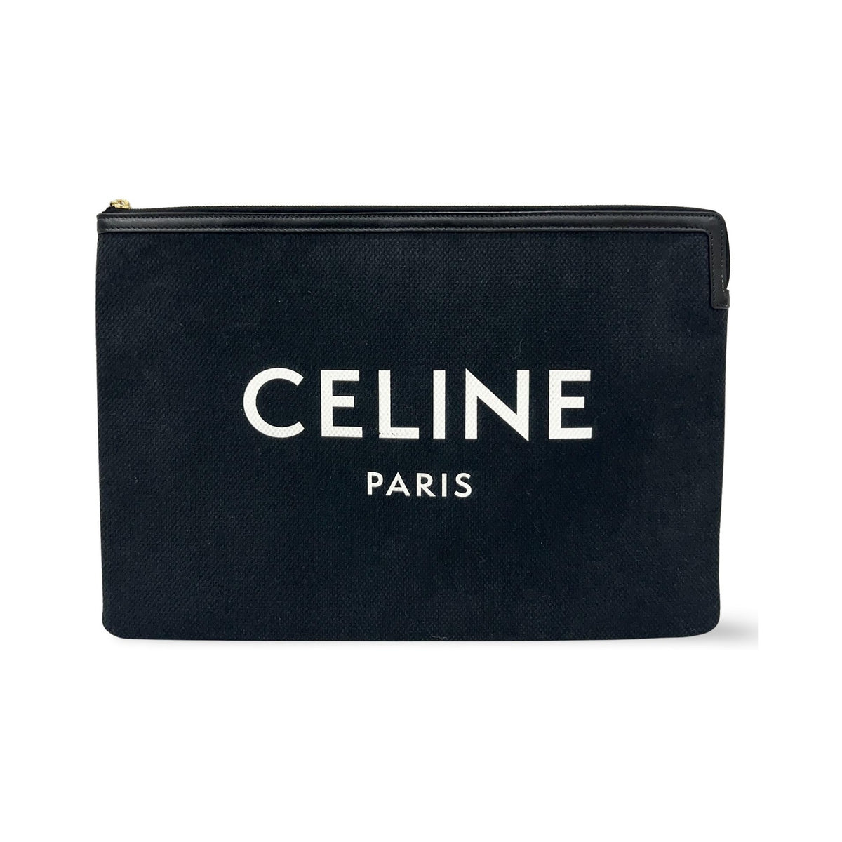 Celine pochette zippée à logo celine pochette zippée à logo celine, Black, Canvas, Clutch