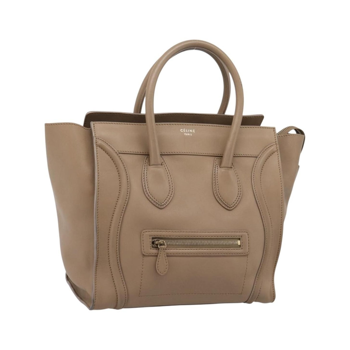 Celine Shopper Luggage Leather, Beige, Leather, Handbag