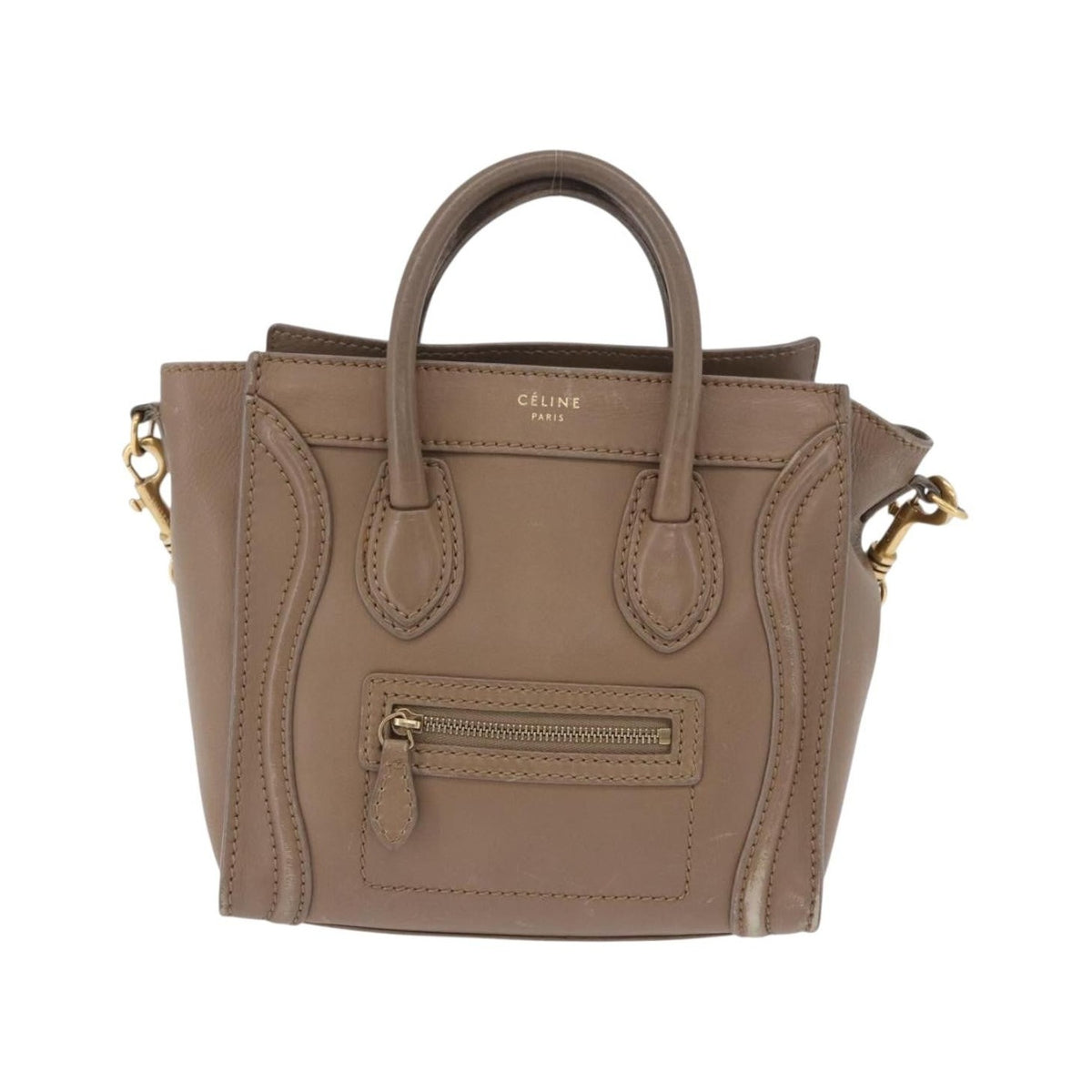Celine Shopper Luggage Leather, Beige, Leather, Handbag