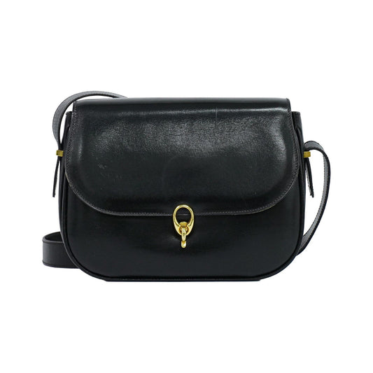 Celine Shoulder Leather, Black, Leather, Shoulder Bag