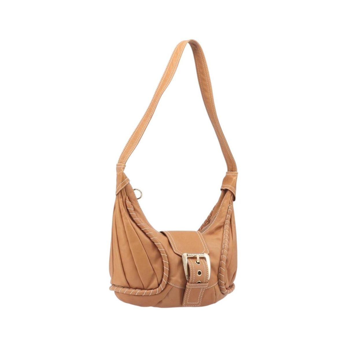 Celine Shoulder Leather, Brown, Leather, Shoulder Bag