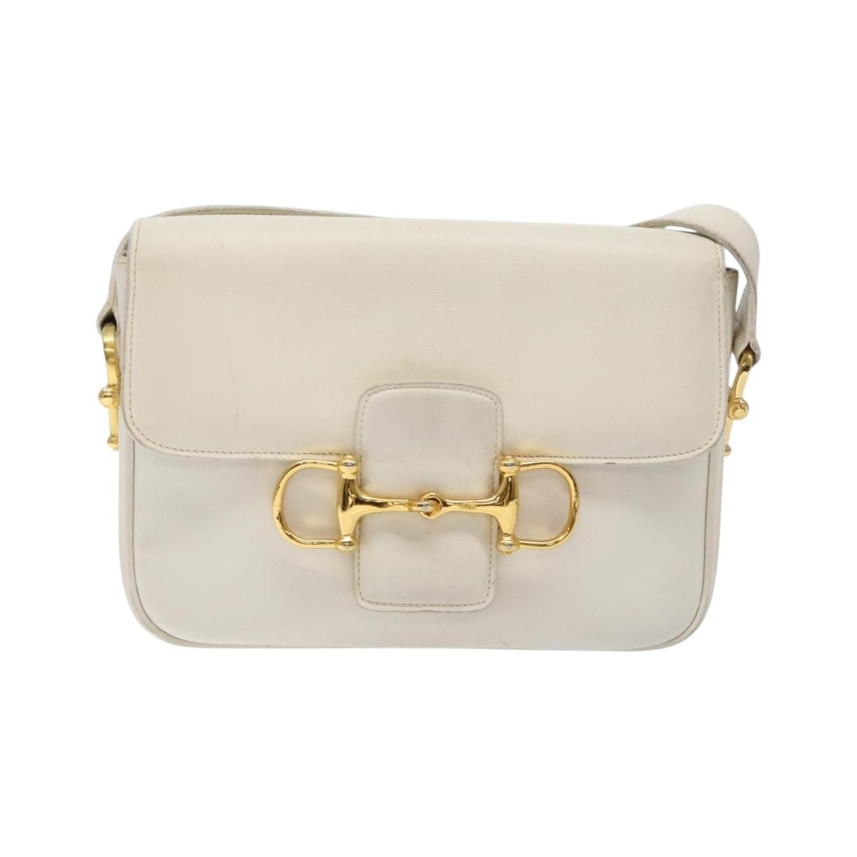 Celine Shoulder Leather, White, Leather, Shoulder Bag