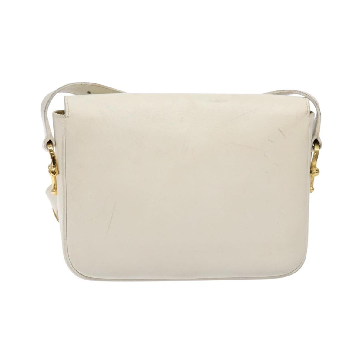 Celine Shoulder Leather, White, Leather, Shoulder Bag