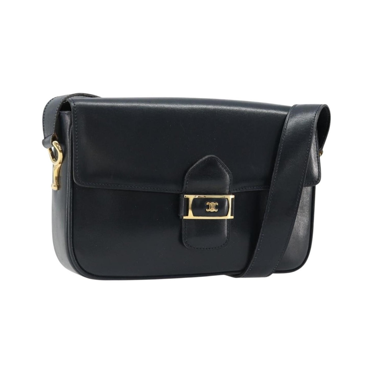 Celine Shoulder Leather, Navy, Leather, Shoulder Bag
