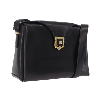 Celine Shoulder Leather, Black, Leather, Shoulder Bag