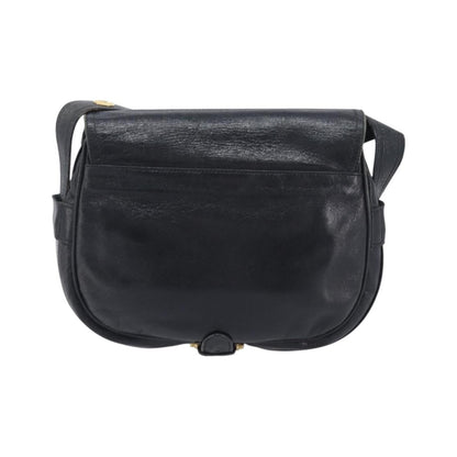 Celine Shoulder Leather, Black, Leather, Shoulder Bag