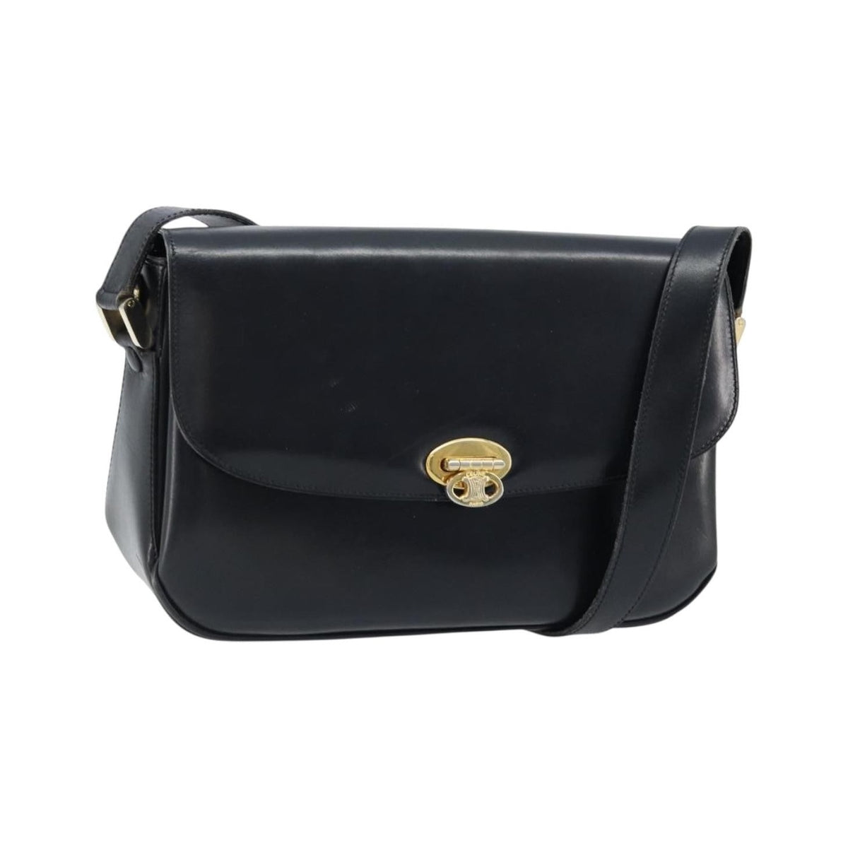 Celine Shoulder Leather, Black, Leather, Shoulder Bag