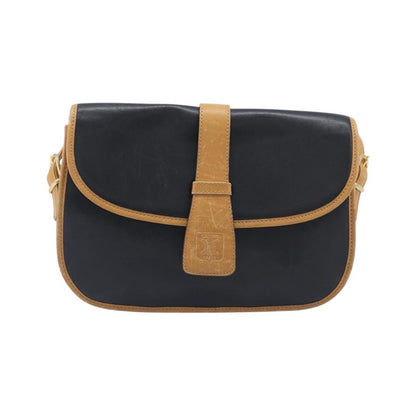 Celine Shoulder Leather, Black, Leather, Shoulder Bag