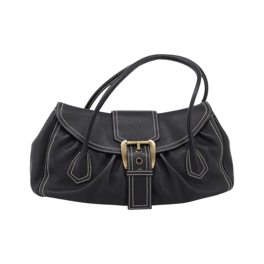 Celine Shoulder Leather, Black, Leather, Shoulder Bag