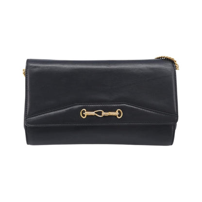 Celine Shoulder Leather, Black, Leather, Shoulder Bag