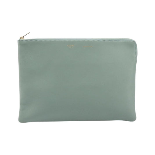 Celine Solo Leather, Green, Leather, Clutch