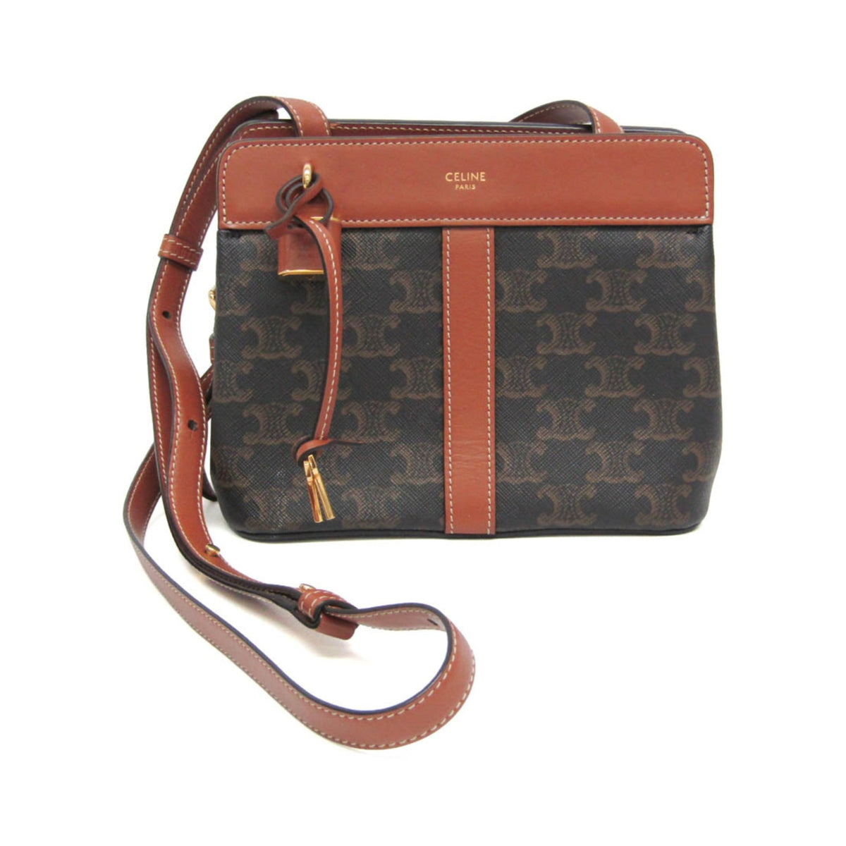 Celine Teen Cabas De France Triomphe Coated Canvas, Brown, Canvas, Handbag