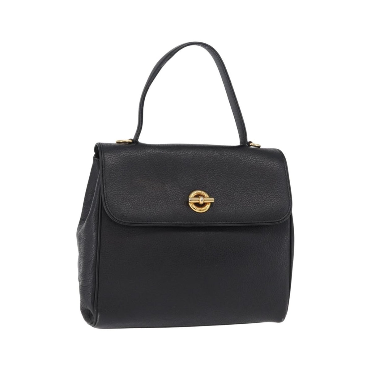 Celine Top Handle Leather, Black, Leather, Handbag