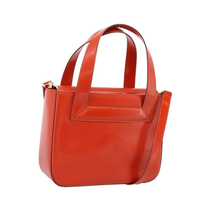 Celine Top Handle Leather, Orange, Leather, Handbag