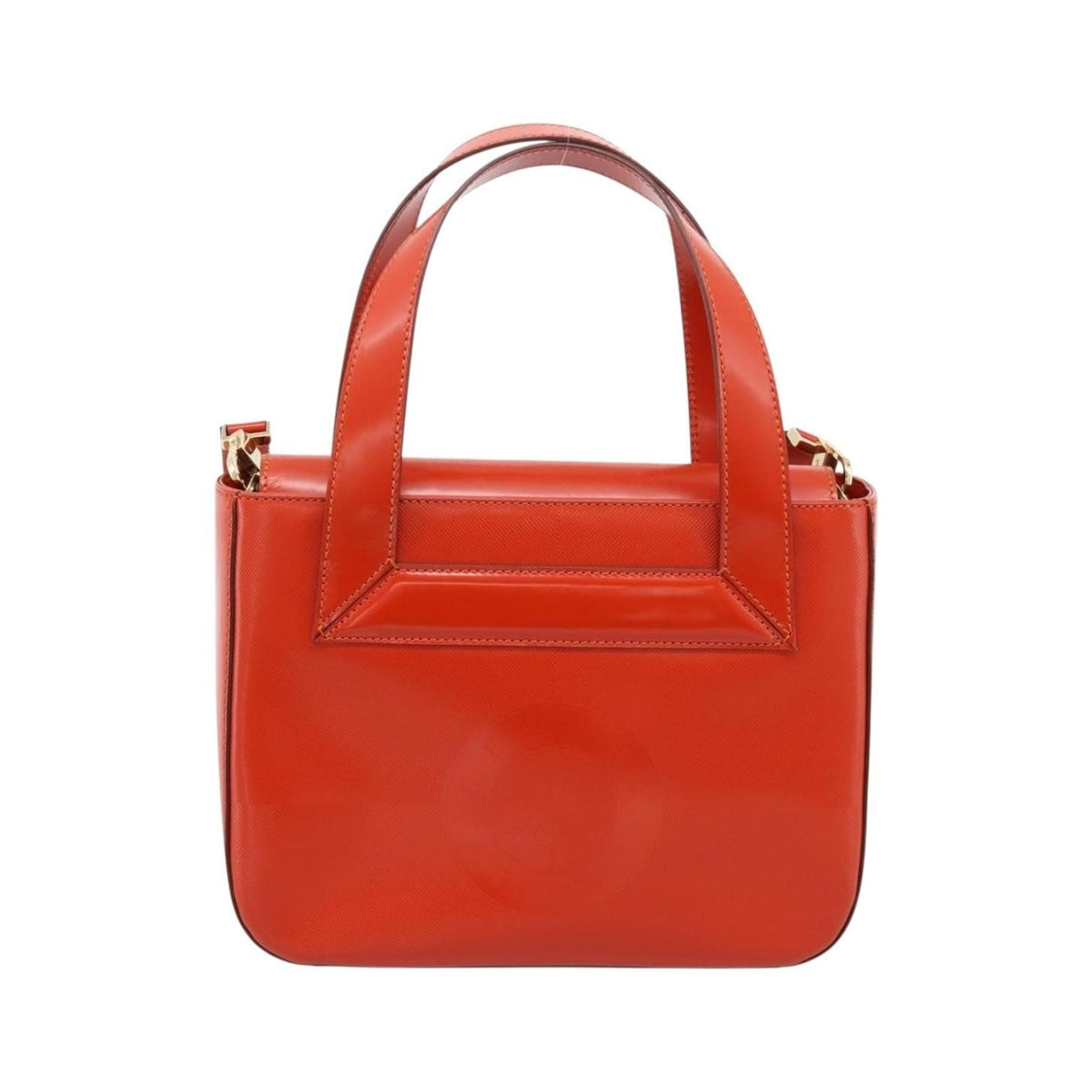 Celine Top Handle Leather, Orange, Leather, Handbag