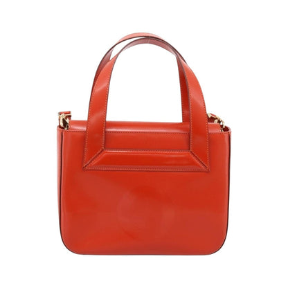 Celine Top Handle Leather, Orange, Leather, Handbag