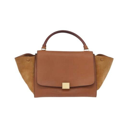 Celine Trapeze Leather, Brown, Leather, Handbag