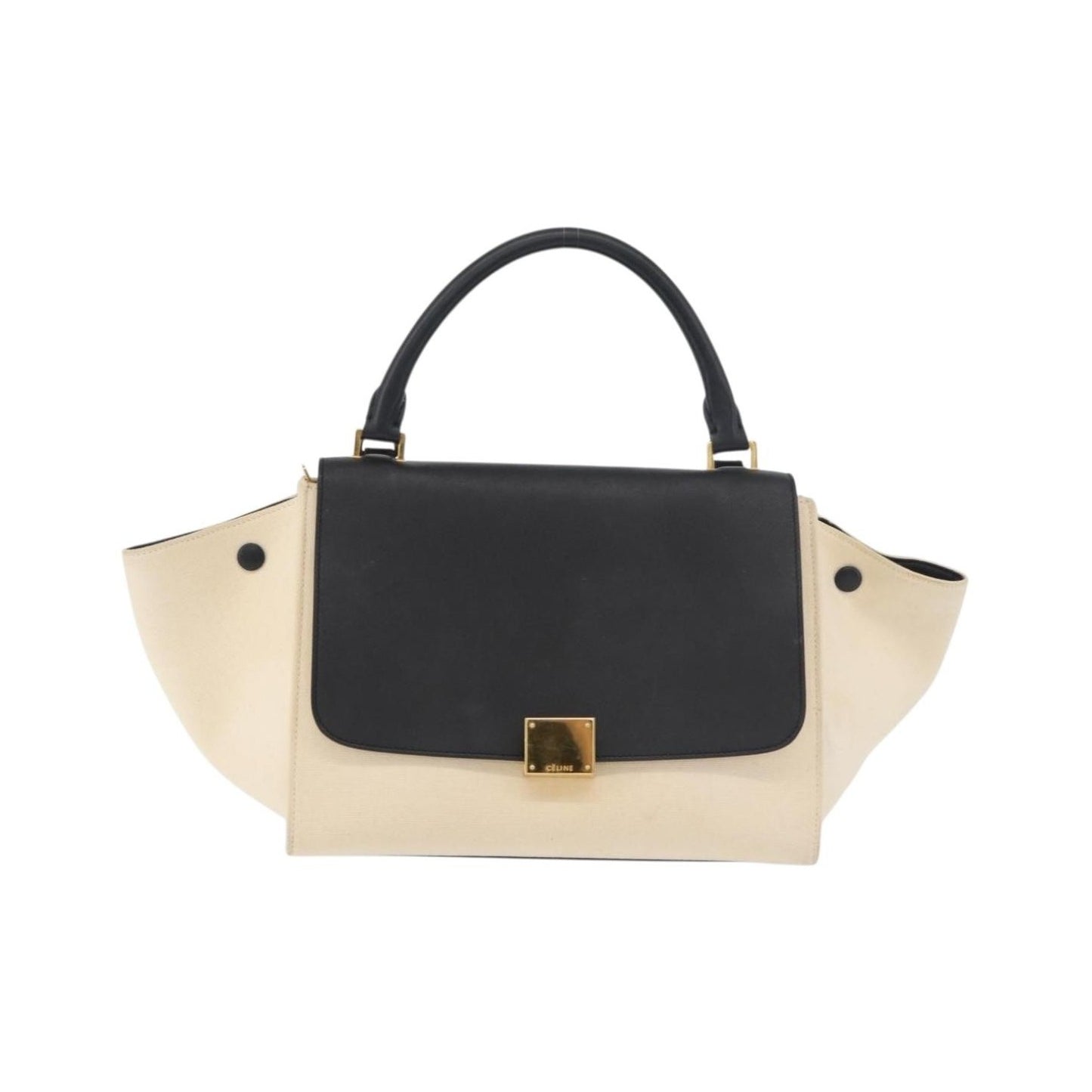 Celine Trapeze Leather with Canvas, Beige, Canvas, Handbag