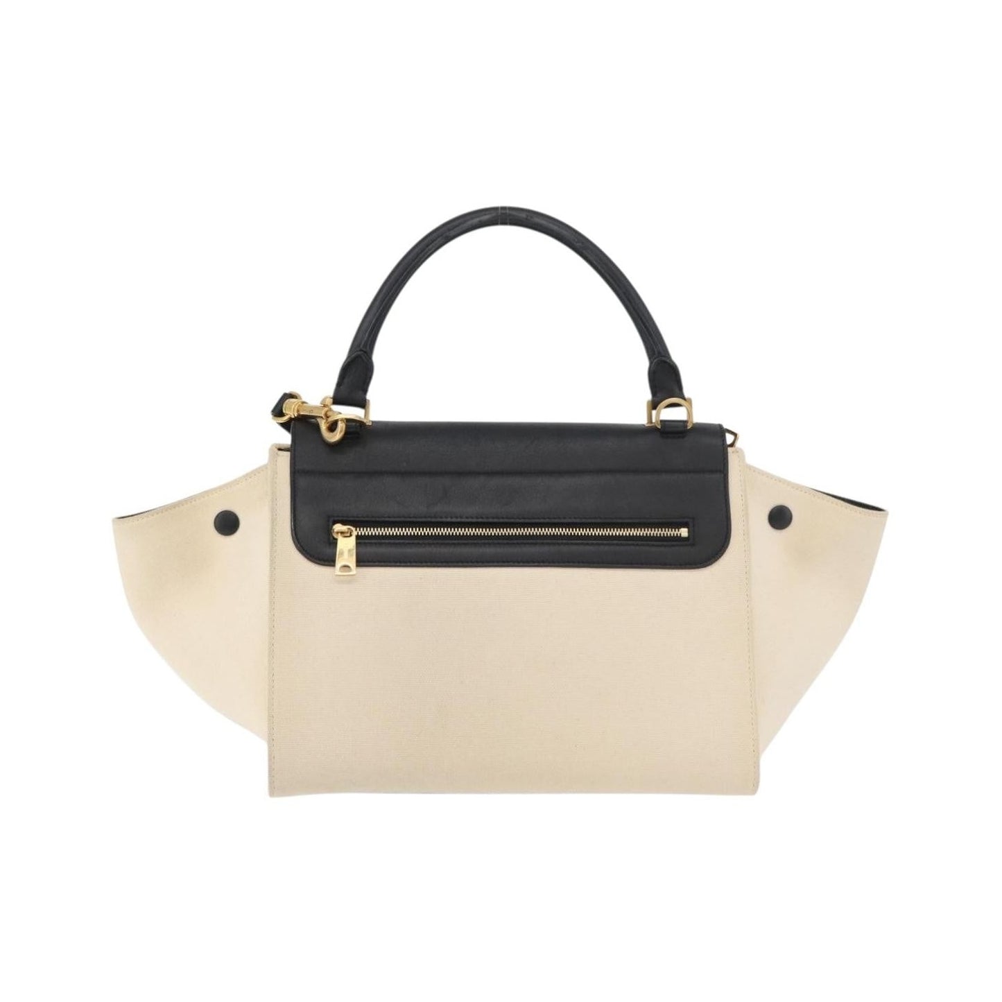 Celine Trapeze Leather with Canvas, Beige, Canvas, Handbag