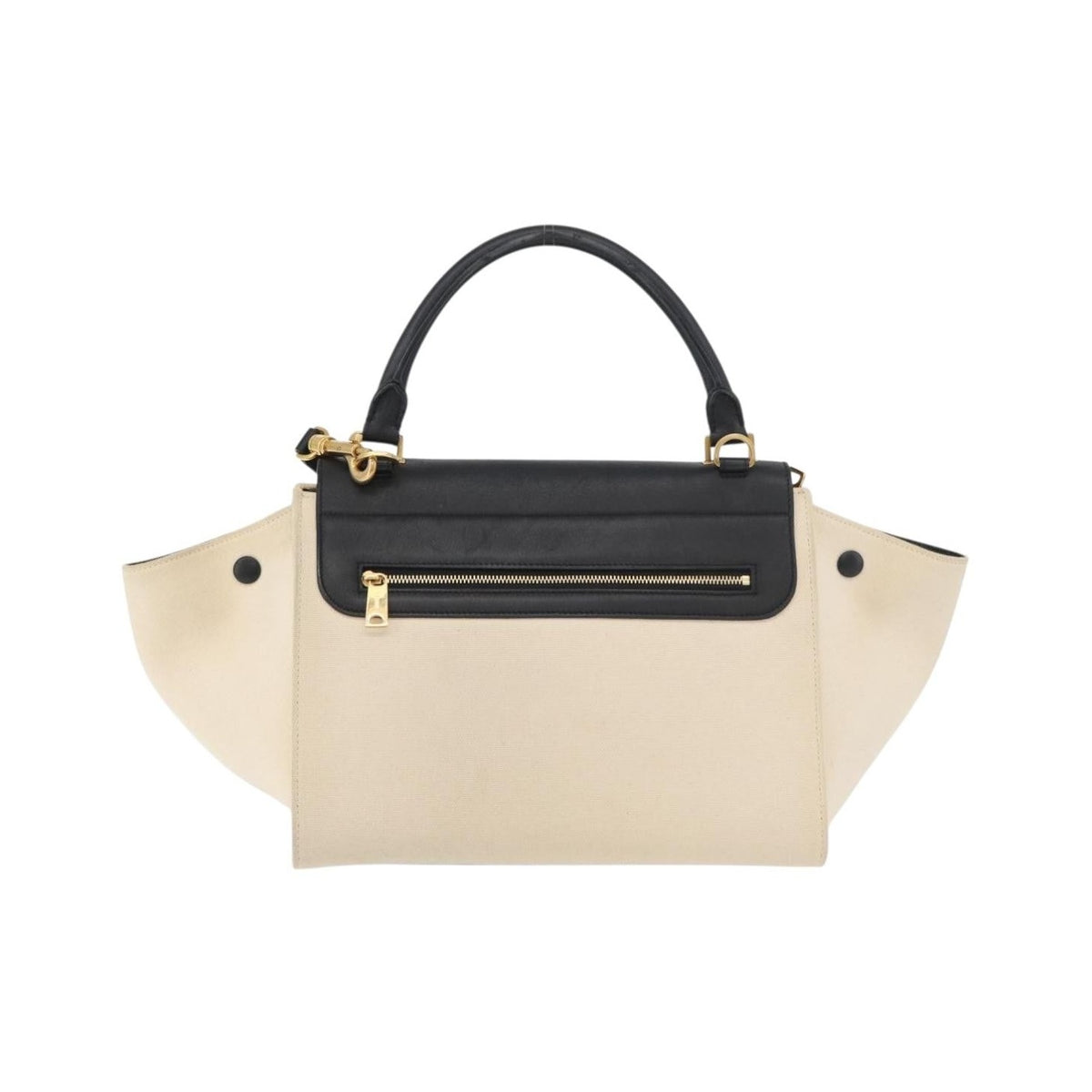 Celine Trapeze Leather with Canvas, Beige, Canvas, Handbag