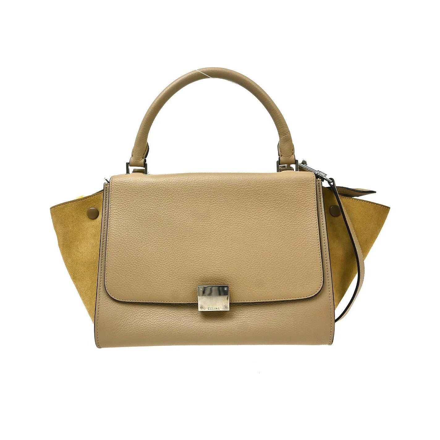 Celine Trapeze Leather with Suede, Beige, Leather, Handbag