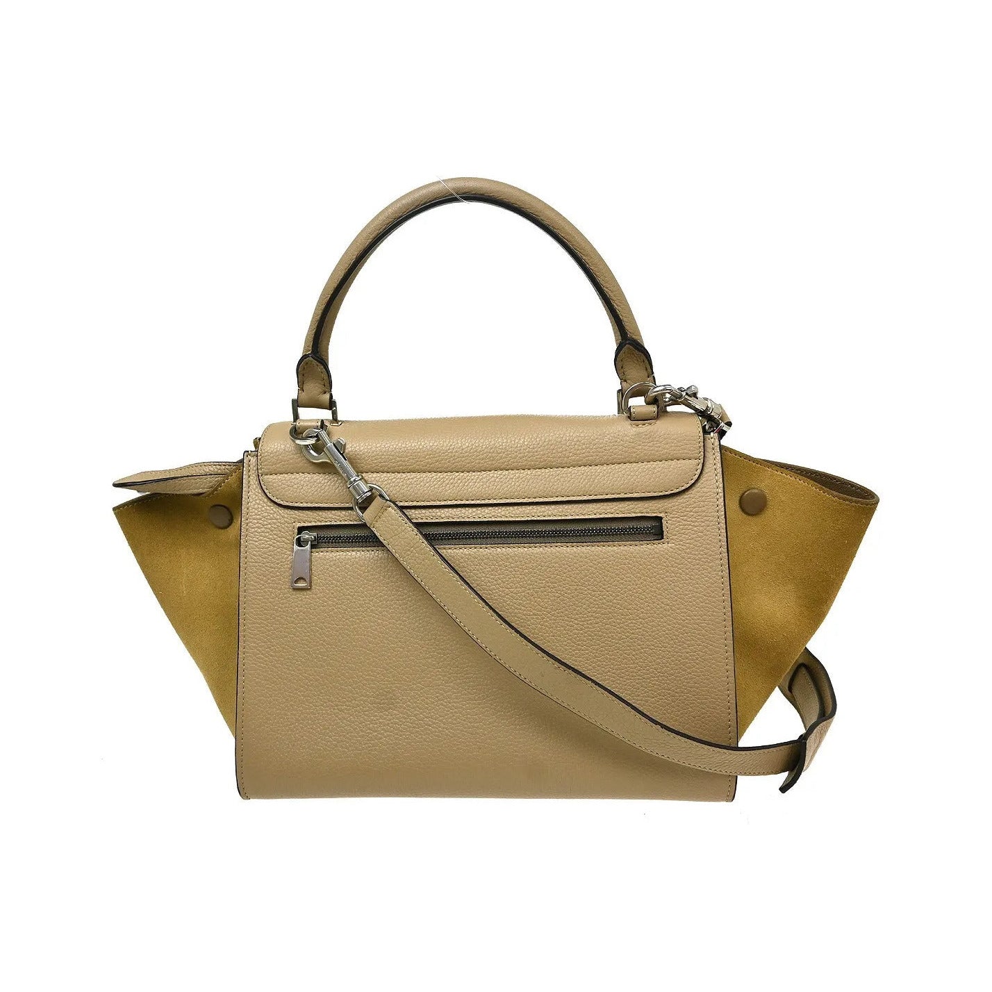 Celine Trapeze Leather with Suede, Beige, Leather, Handbag