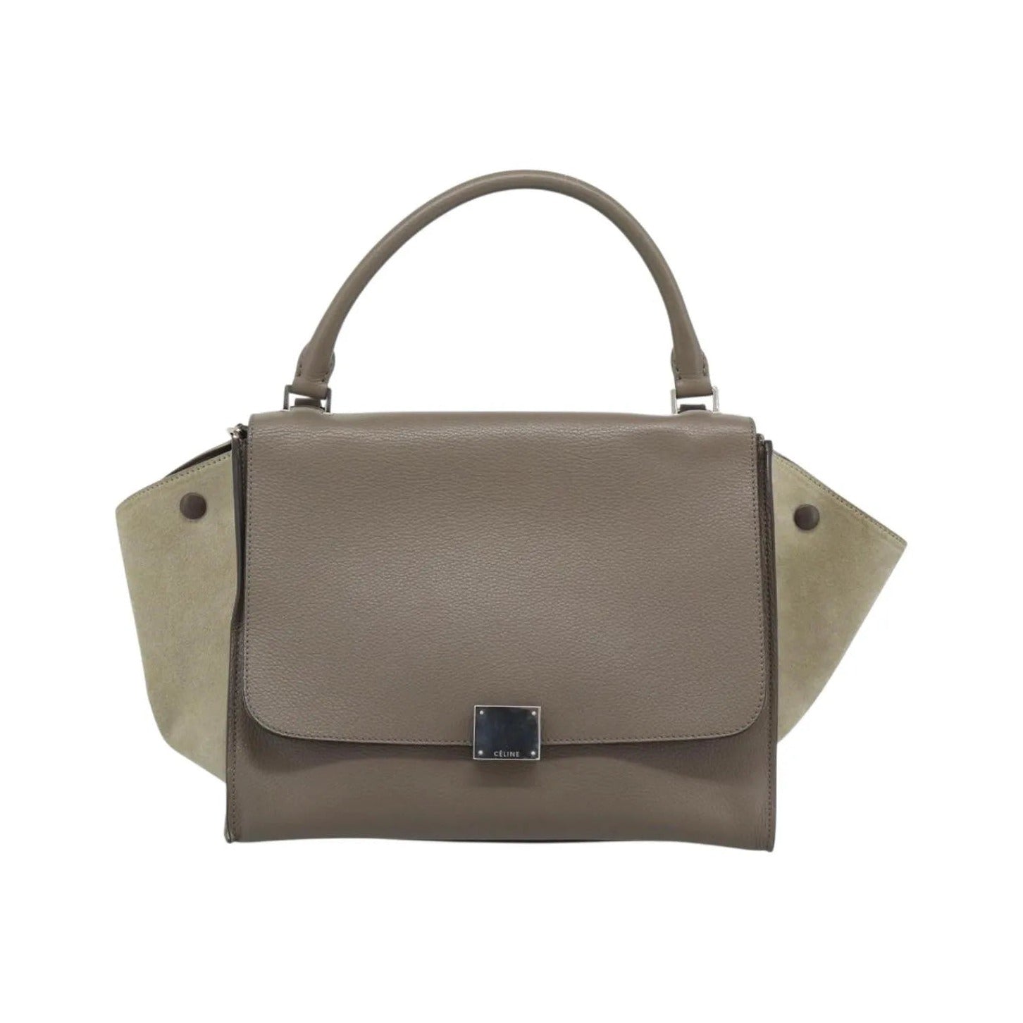 Celine Trapeze Leather with Suede, Gray, Leather, Handbag