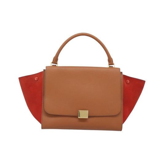 Celine Trapeze Leather with Suede, Brown, Leather, Handbag