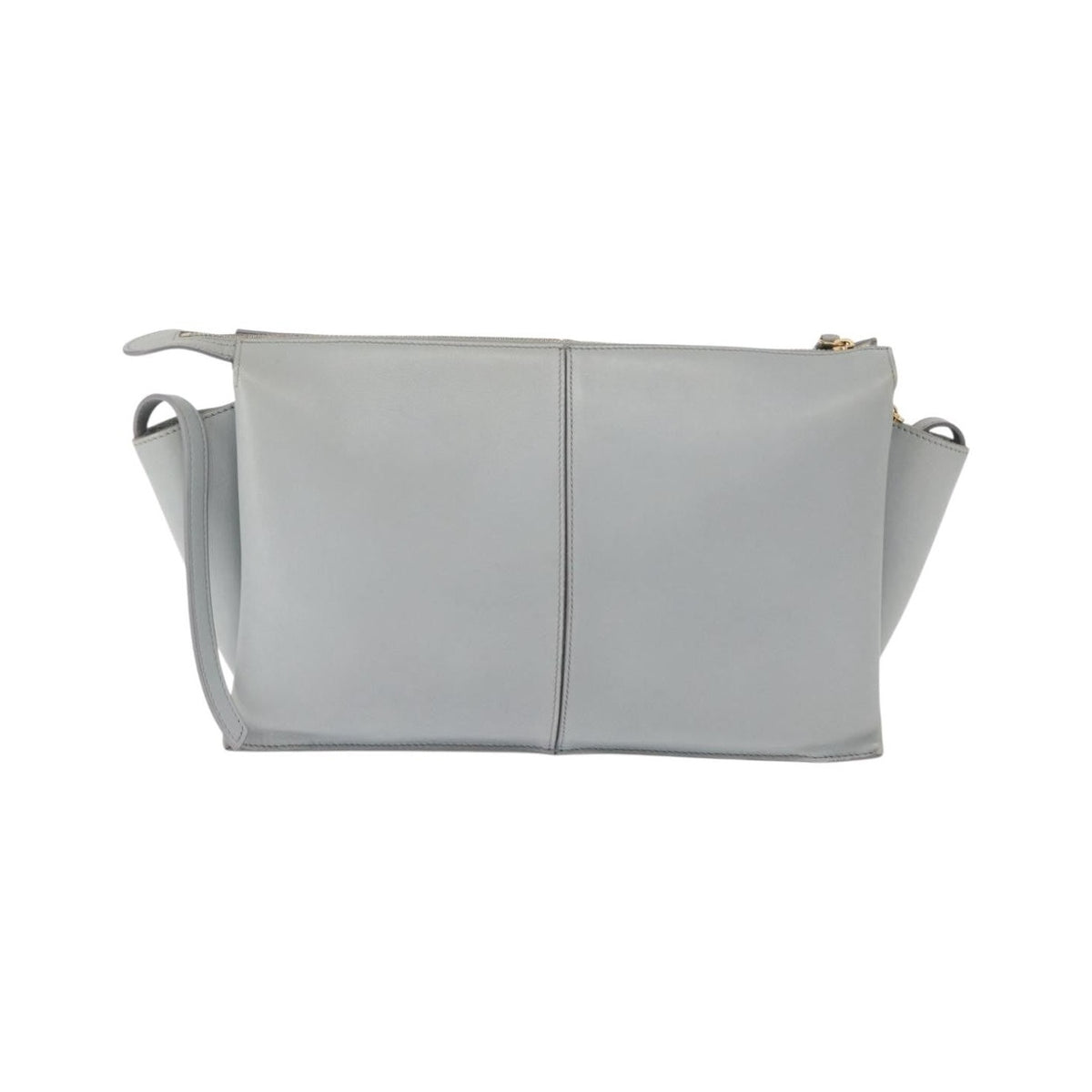 Celine Tri-Fold Clutch on Chain Smooth Leather, Gray, Leather, Clutch