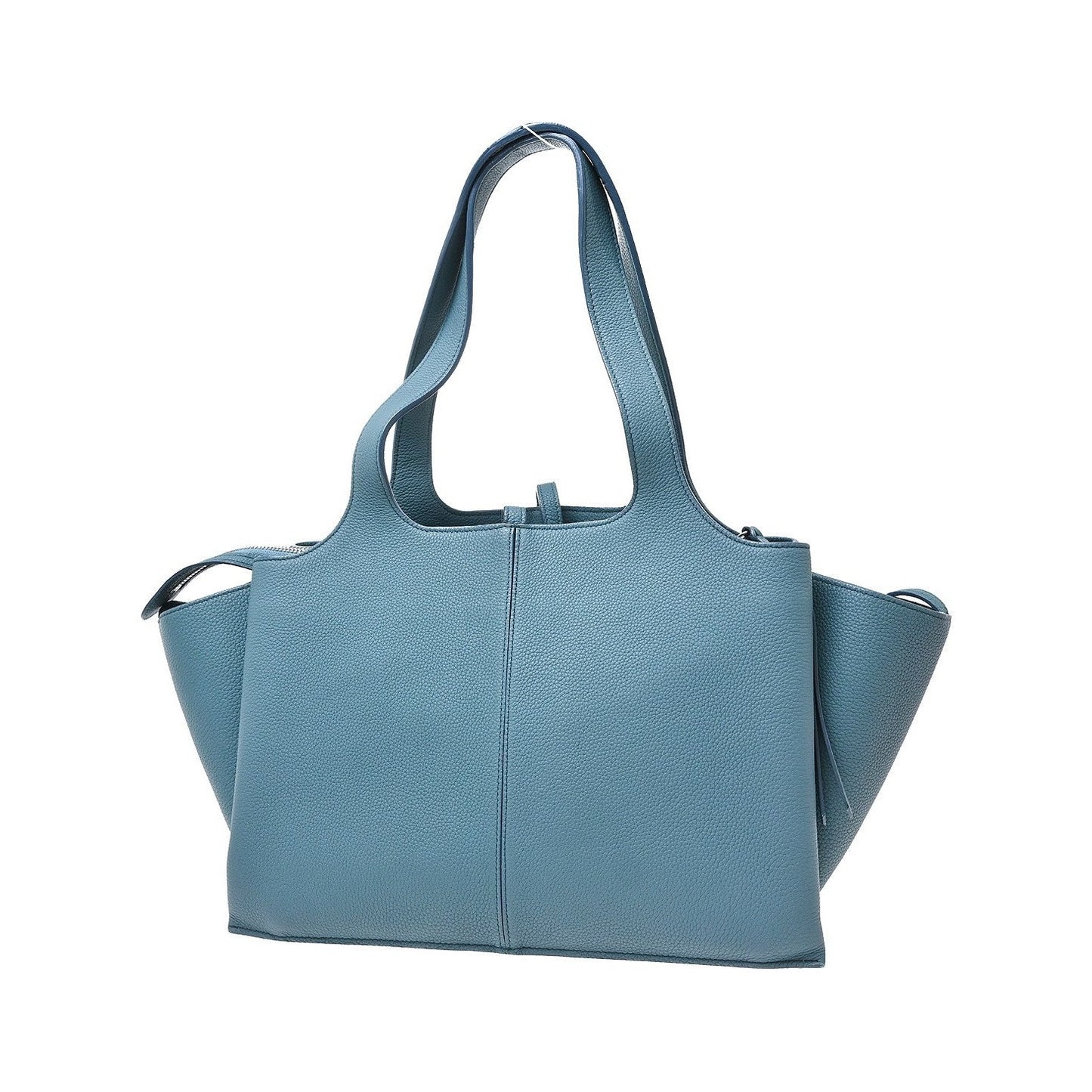 Celine Tri-Fold Grained Calfskin, Blue, Leather, Shoulder Bag
