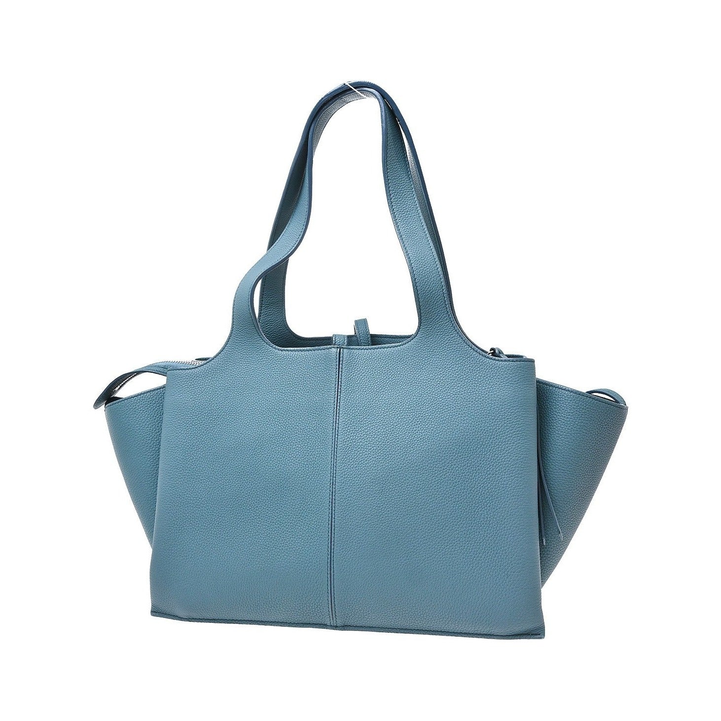 Celine Tri-Fold Grained Calfskin, Blue, Leather, Shoulder Bag