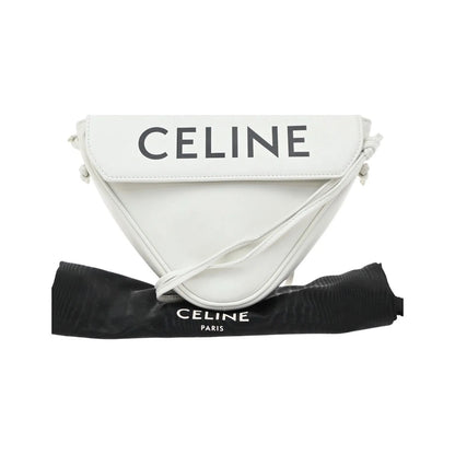 Celine Triangle Leather, White, Leather, Shoulder Bag