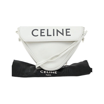 Celine Triangle Leather, White, Leather, Shoulder Bag