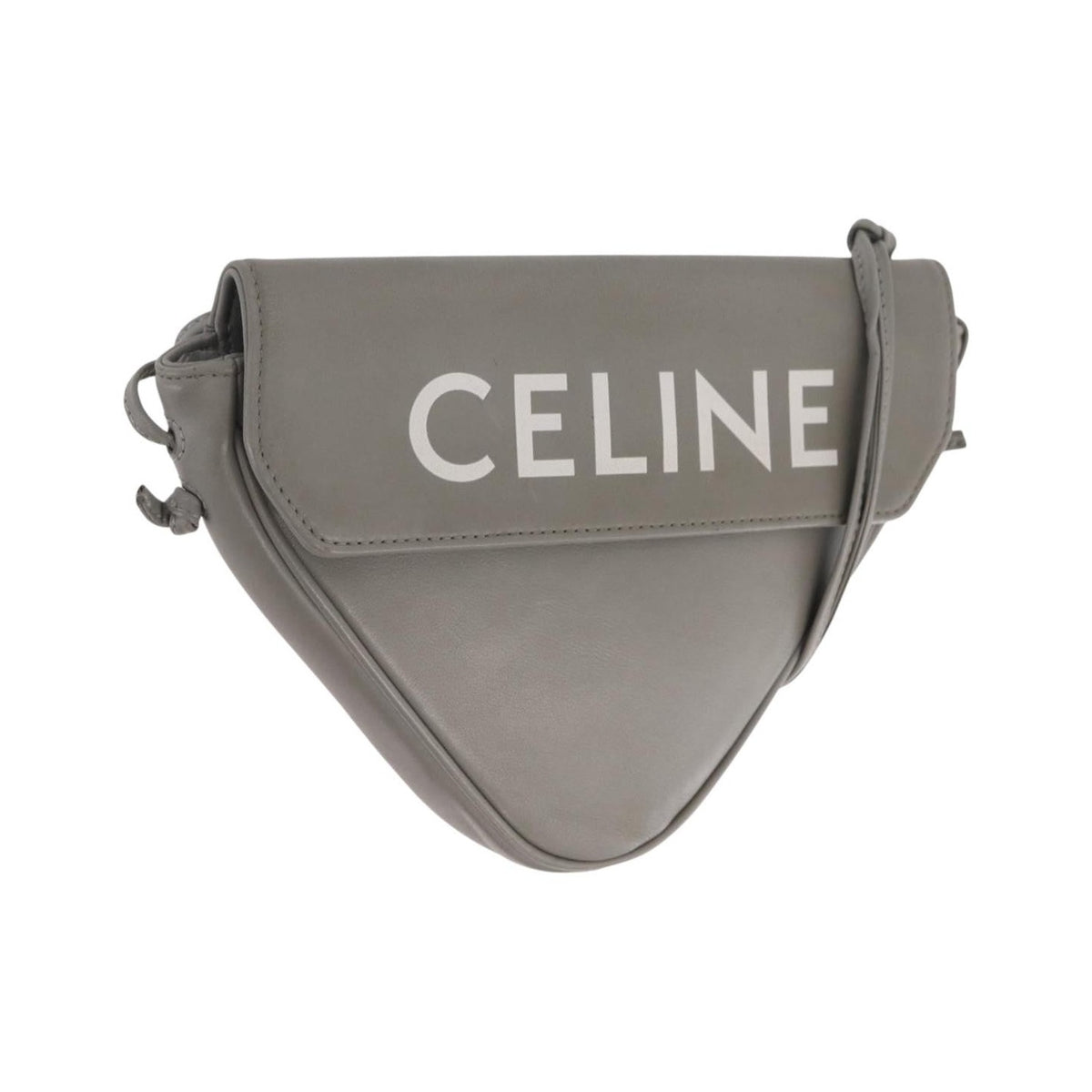 Celine Triangle Leather, Gray, Leather, Handbag