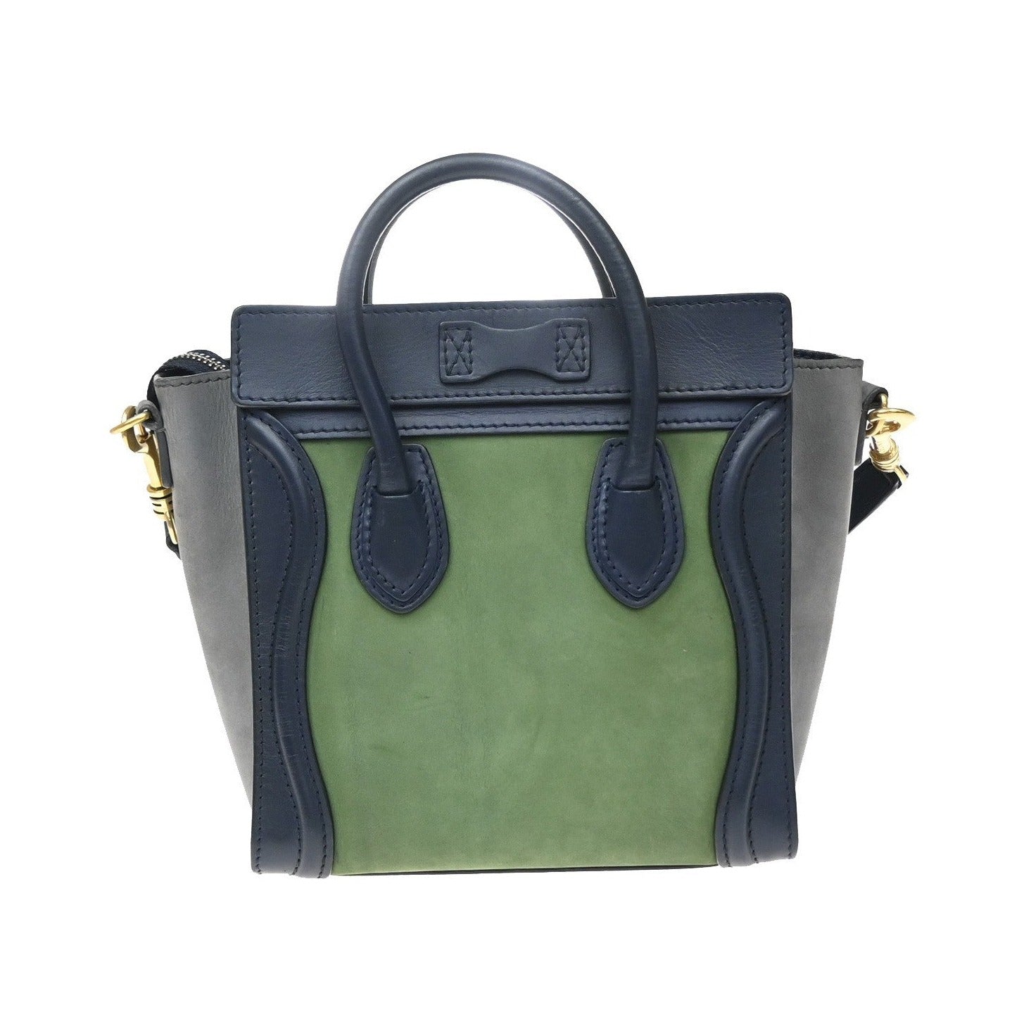 Celine Tricolor Luggage Leather, Green, Leather, Tote Bag